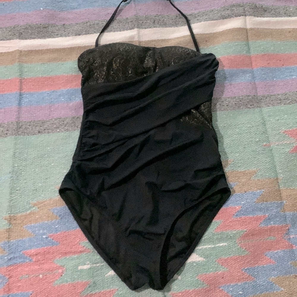 Spanx One Piece Black Swimsuit Sz 12